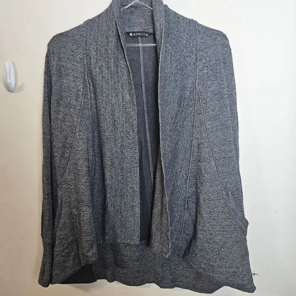 Athleta Tiburon Ribbed Knit Draped Cardigan Sweater Open Front S/777944 Women's